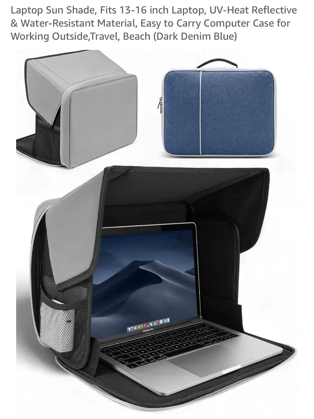 Portable Tablet/Laptop Shade Case - Black and Gray